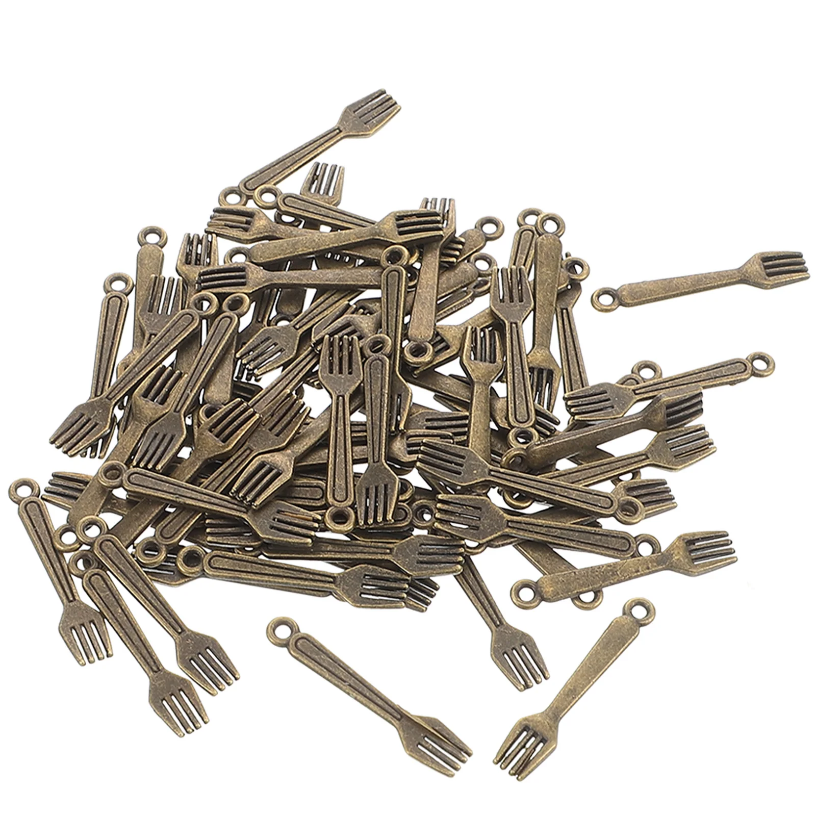 

100pcs Alloy Cutlery Charms Vintage Mini Fork Pendants Retro Tableware Pendant For Diy Jewelry Making Necklaces Bracelets Zinc