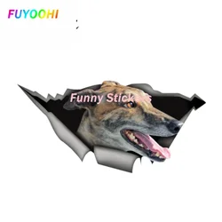 FUYOOHI Exterior/Protection Funny Stickers Greyhound Funny Torn Metal Decal Wild Animal Funny Window Bumper 3D Car Styling