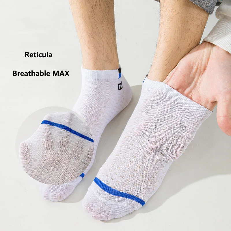 Chaussettes de sport en maille respirante pour hommes, chaussettes courtes polyvalentes, chaussettes décontractées coupe basse, chaussettes bateau pour hommes, haute qualité, 5/10 paires