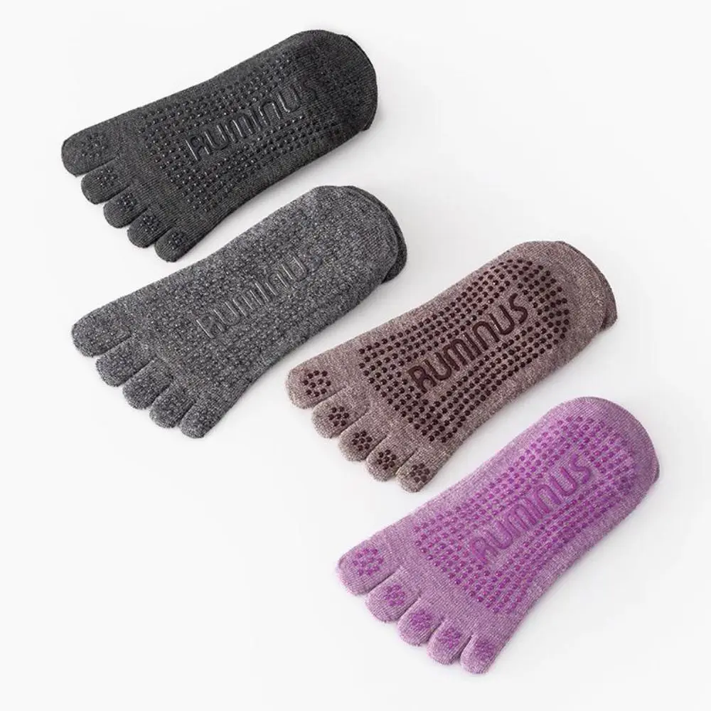 

1 пара высококачественных противоскользящих носков для йоги и пилатеса, хлопковые спортивные носки с раздельным носком, однотонные женские носки до щиколотки с пятью пальцами