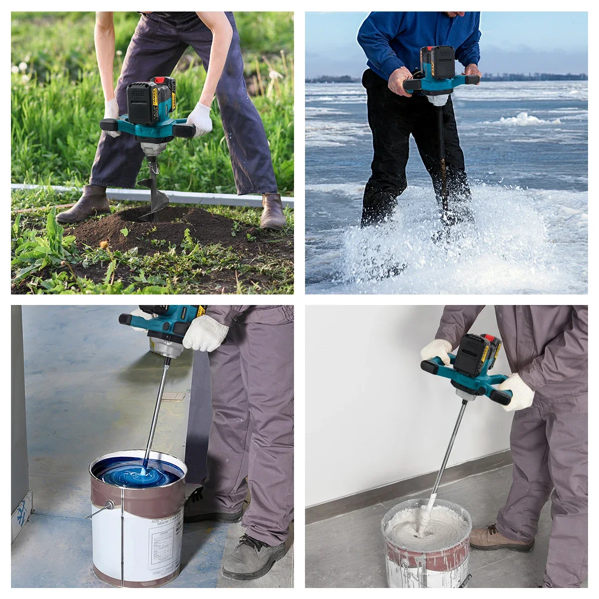Cordless Electric Concrete Mixer 6 Gear Brushless Cement Mortar Plaster Mixer Blender Paint Mix For makita 18v battery pin