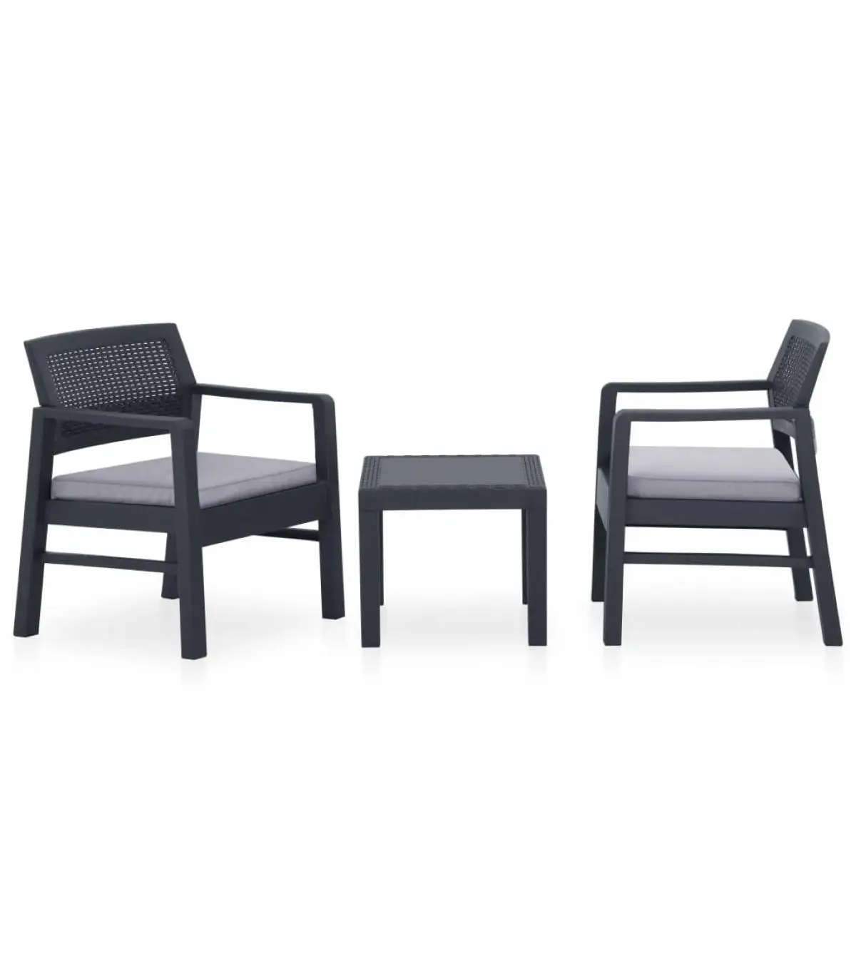 Garden sets garden furniture Set 3 pieces with gray plastic cushions