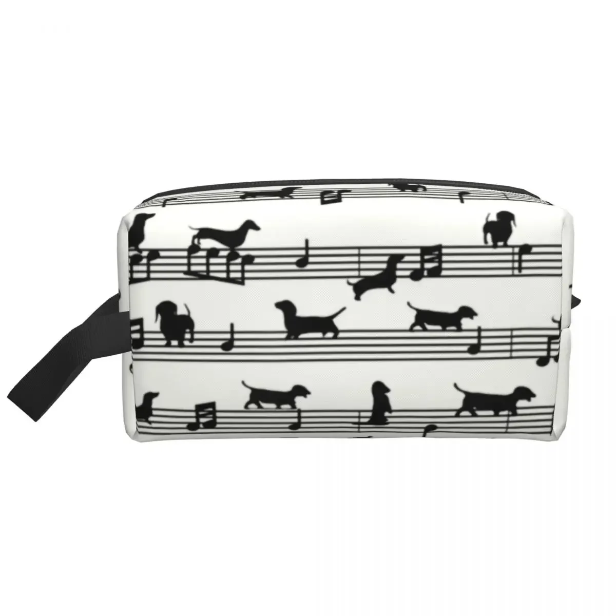 Music Notes Dachshund Toiletry Bag Women Wiener Badger Sausage Dog Cosmetic Makeup Organizer Lady Storage Dopp Kit Box