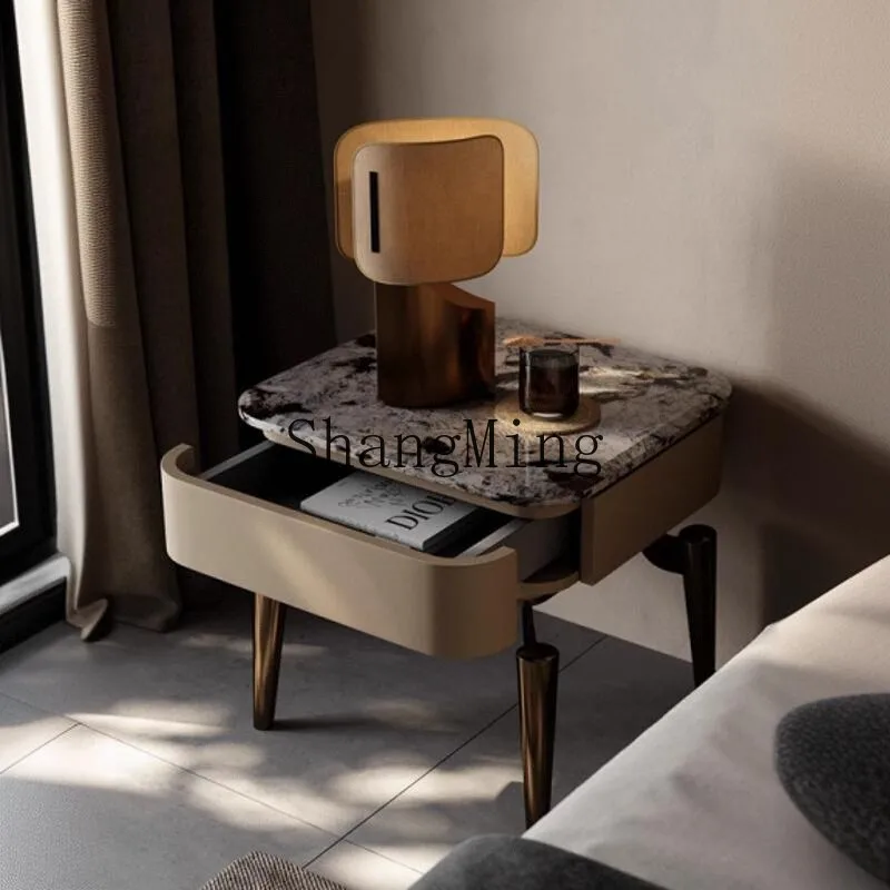

SM Minimalist Villa Large Flat Bedroom Bedside Table Stainless Steel Modern Simple Bedside Cabinet Home