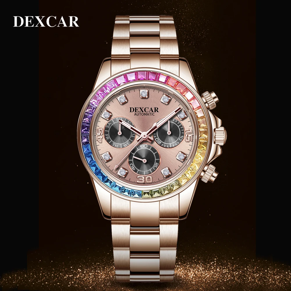 DEXCAR Mens Watches 2024 Top Luxury Multifunctional Mechanical Watch For Men Automatic Wristwatch Waterproof Sports Reloj Hombre