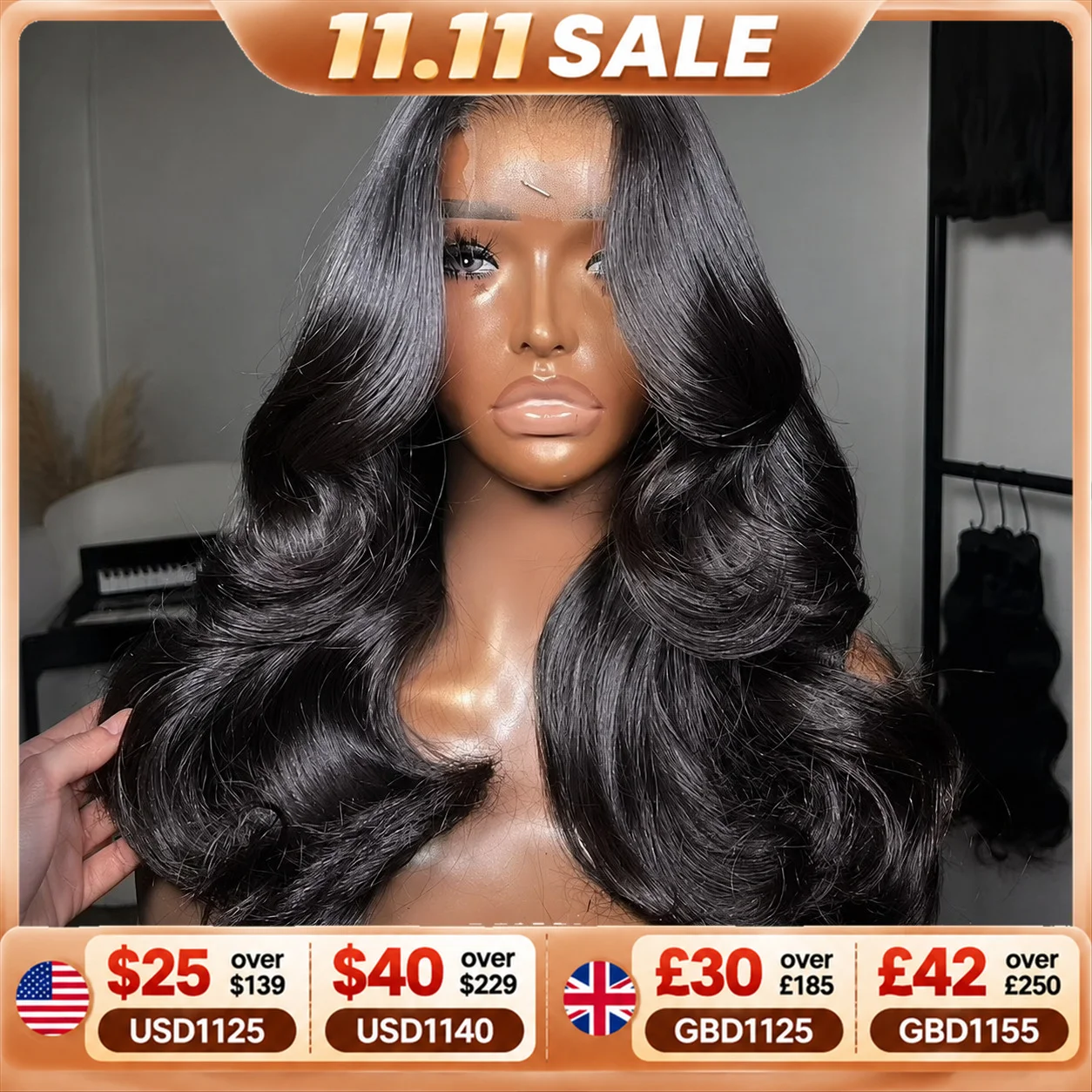 Body Wave 250% Glueless 2x6 HD Lace Closure Human Hair Wigs Wear Go Real HD Transparent Lace Frontal Wigs For Women Preplucked