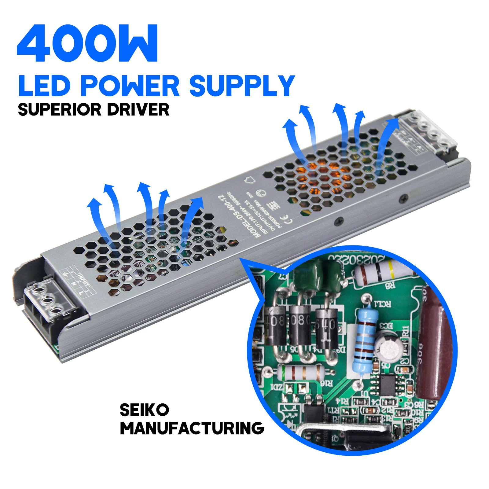 Alimentatore Driver LED AC 180-260V a DC 12 V 24V 60W 100W 200W 300W 400W trasformatori di illuminazione