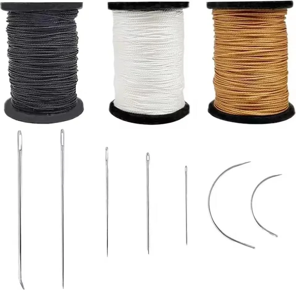 Kit de Costura para Couro com Linha Encerada de Nylon 0.8mm 50m, Cordão de Reparo e Agulha de Costura para Couro, Lona, Barracas e Sapatos - Ferramenta DIY