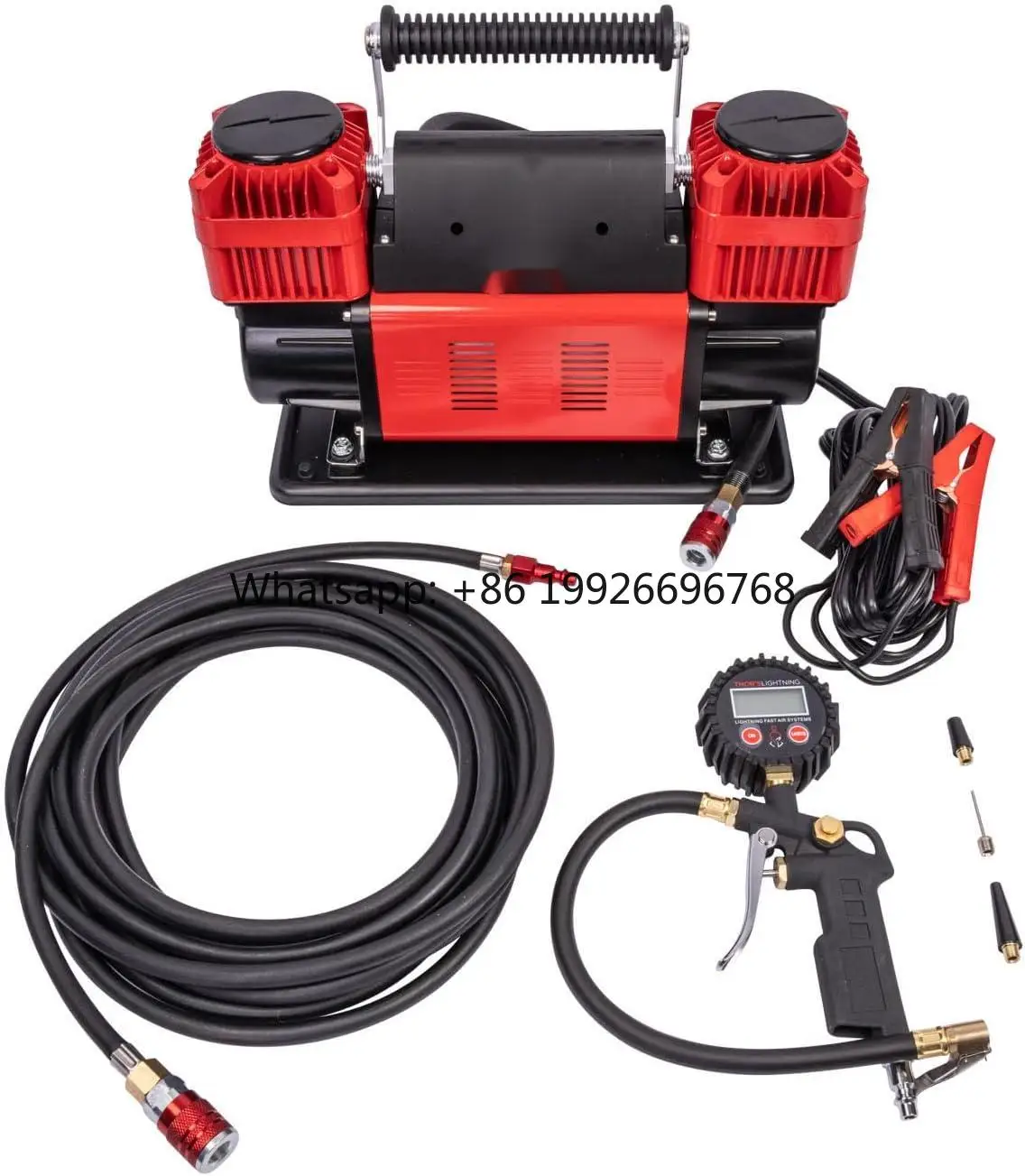 

300L Double Cylinder Heavy Duty Air Compressor 200PSI with Pointer Screen for Car Truck SUV ATV and Bus 24V Pump Function