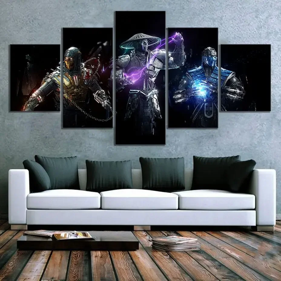 Unframe Mortal kombat Game 5 Pieces Wall Art Canvas Poster Paintings Bedside Background Home Decor Picture Decorations