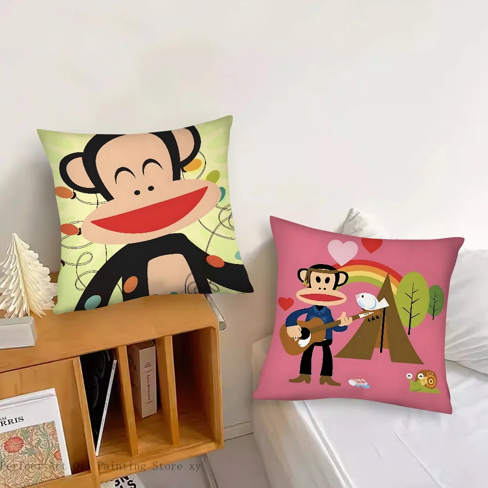 Cartoon P-Paul Frank Monkey Pillow Case Square Pillow Bedroom Sofa Leisure Comfort Cushion Car Living Room Home Decoration 40X40