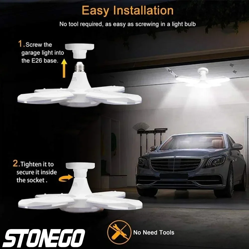 الإبداعية LED البسيطة أربع أوراق للطي مصباح E27 المسمار ضوء السقف السوبر مشرق 6 أوراق قابلة للطي #3