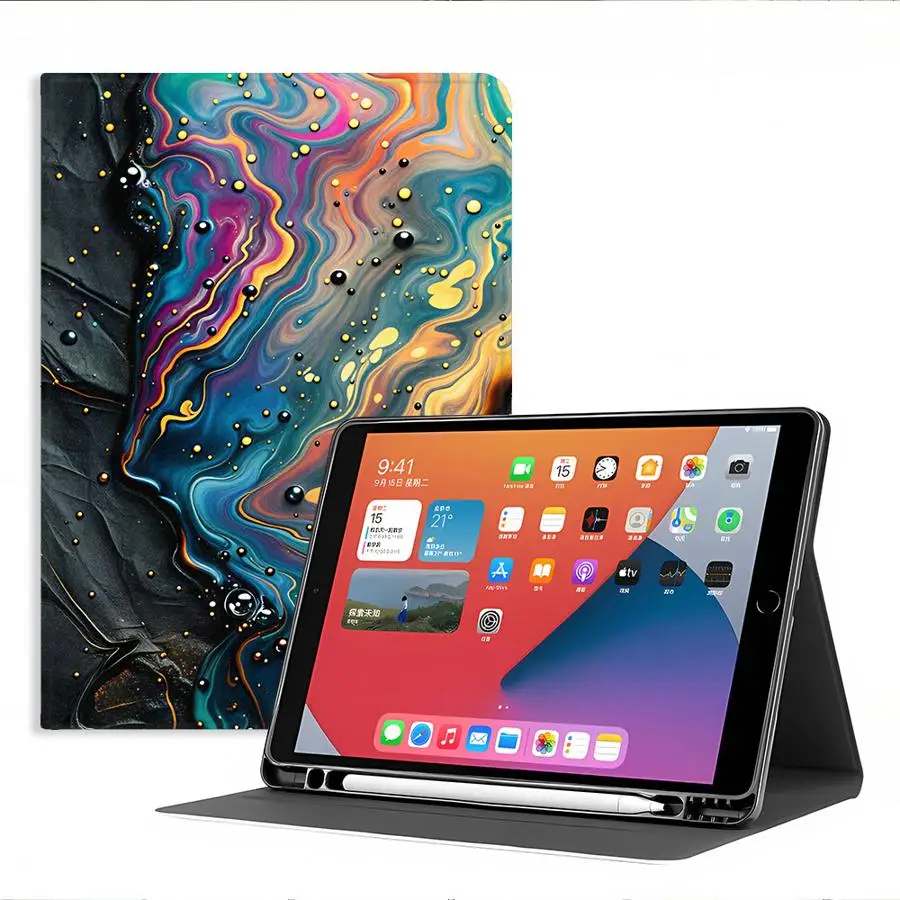 Amethyst Cluster Pattern With Pencil Holder Case for Apple iPad Pro11 13 Air 11 13 M4 M3 M2 A16 2026 10th 7/8/9th Air 4/5/6th