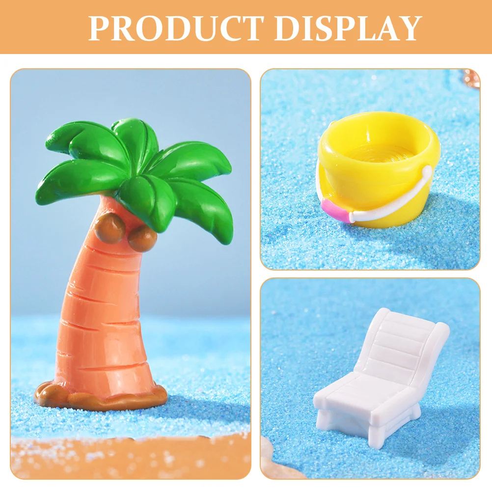 6 uds Micro adornos de resina de playa de verano Mini decoraciones costeras pequeño paisaje oceánico decoración del hogar accesorios de escena decoración de playa