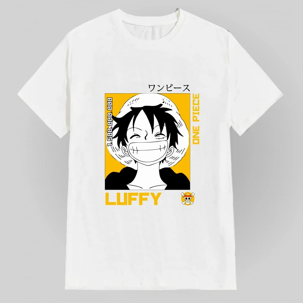 Nika Luffy Gear 5 ONE PIECE Anime Homens Mulheres Verão Camiseta Harajuku Manga Curta Solta Oversized Casual Fitness Conforto Y2k Top