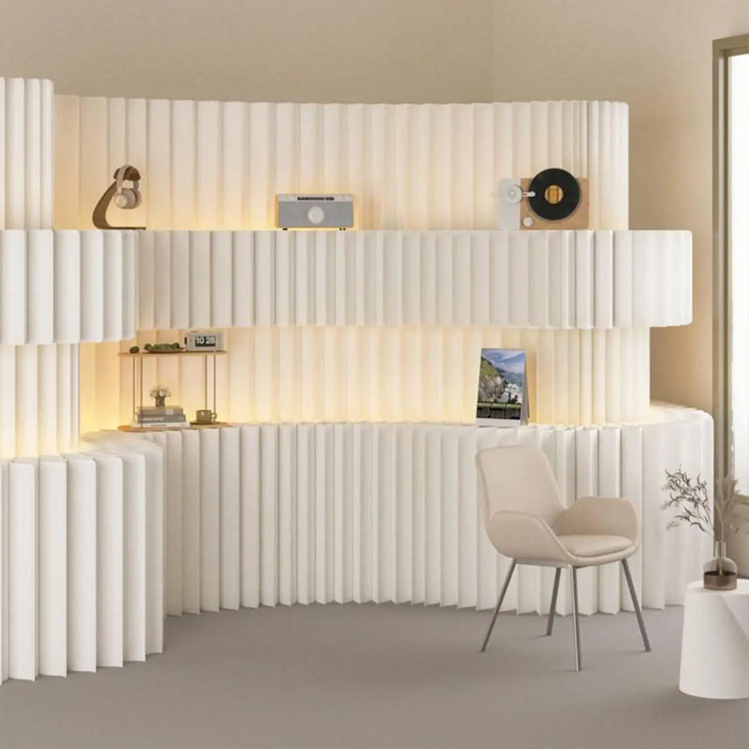 Paper Room Divider Screen Folding Adjustable Privacy Partition Home Office Portable Decorative Wall Separation Dorm Studio Exhib