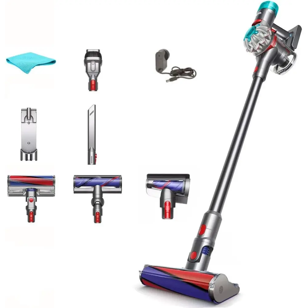 

V8 Absolute Cordless Vacuum Cleaner, HEPA Filter, Rotating Brushes, Bagless, Battery Operated, Up to 40 Min Runtime, Silver, wit