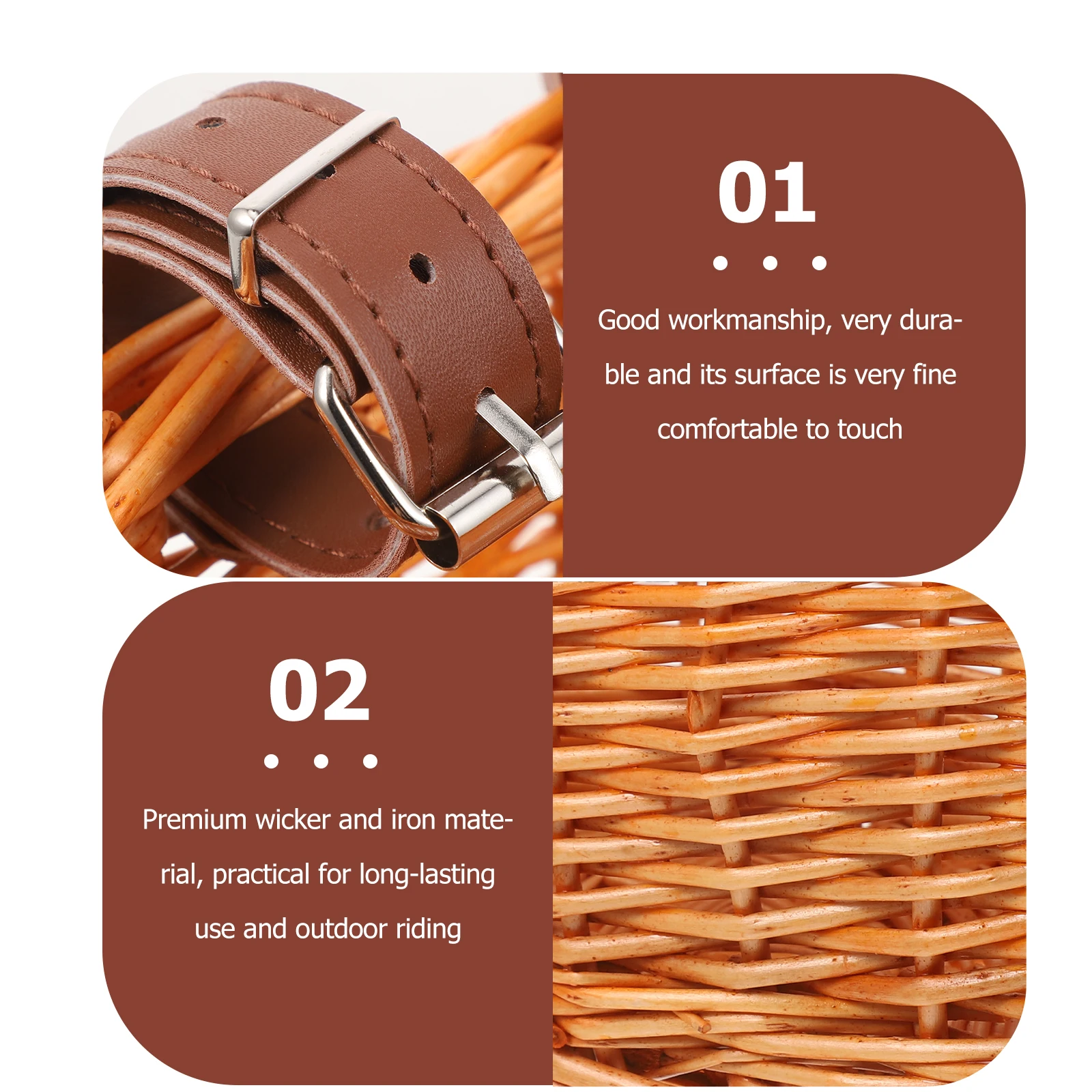 

Durable Natural Willow Front Handlebar Bike Basket Large Storage Detachable Sturdy Wicker Woven Bicycle Container For Kids