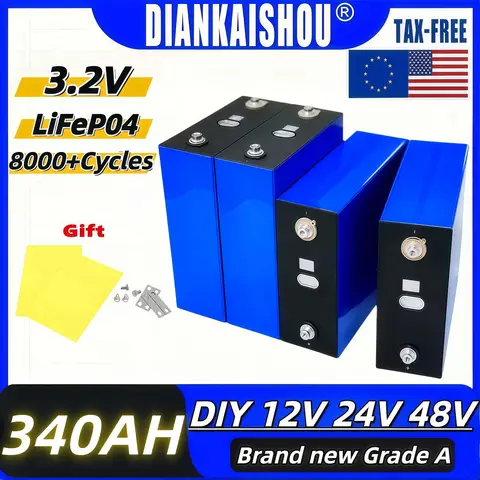 Grade A 360Ah 340Ah 100Ah LiFePO4 3.2V electric vehicle ship solar system cells suitable for olf solar energy camping tax-free