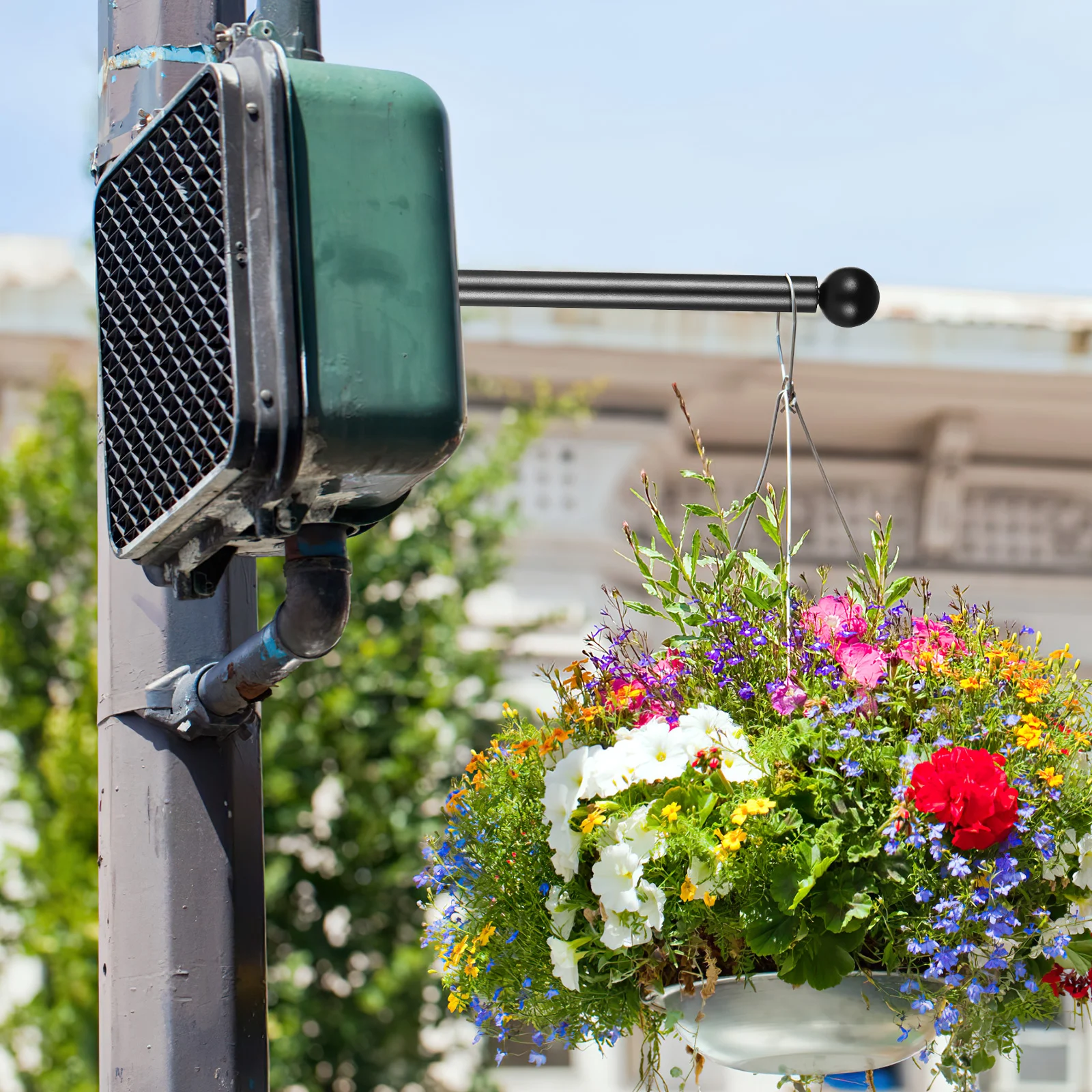 Garden Light Crossbar Lamp Post Flag Holder Solar Street Handle Stainless Steel for Posts Arm Rest