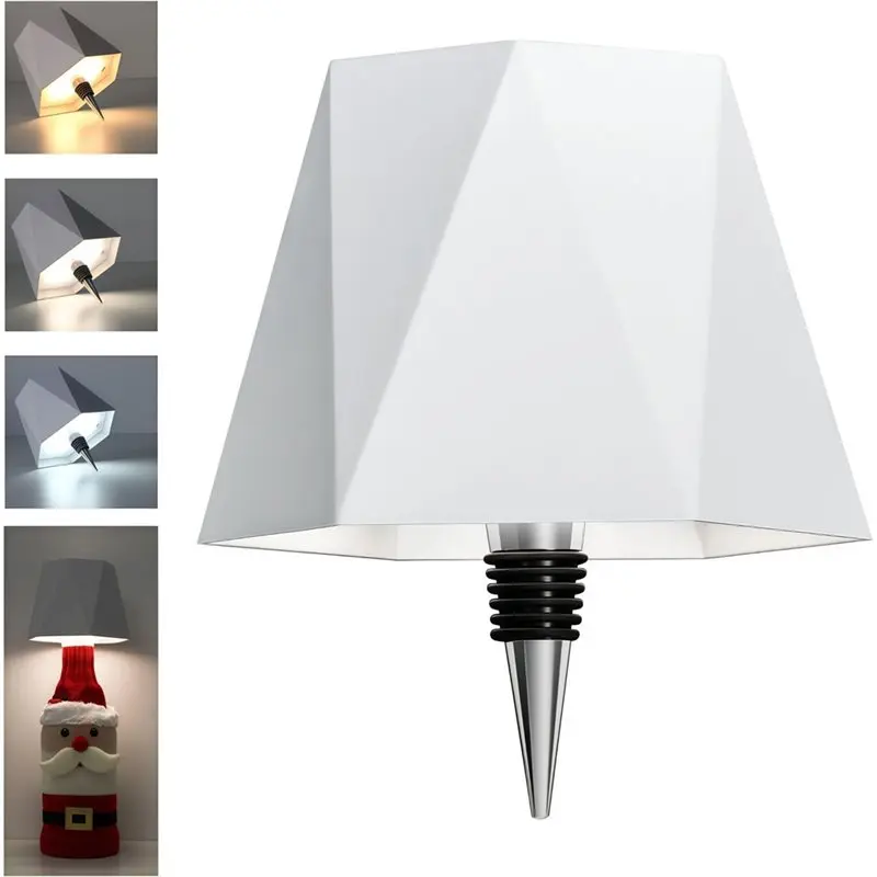 AT19-Touch Dimmable Wireless Wine Bottle Lamp 3-Color Rechargeable Light For Bar For Bedroom Restaurant White