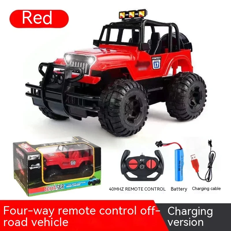 Stock Electric Remote Control Car 4wd Truck Simulation Toy Car Recharge Led Light Off-Road Plastic Toy Drift Stunt Gift For Kids