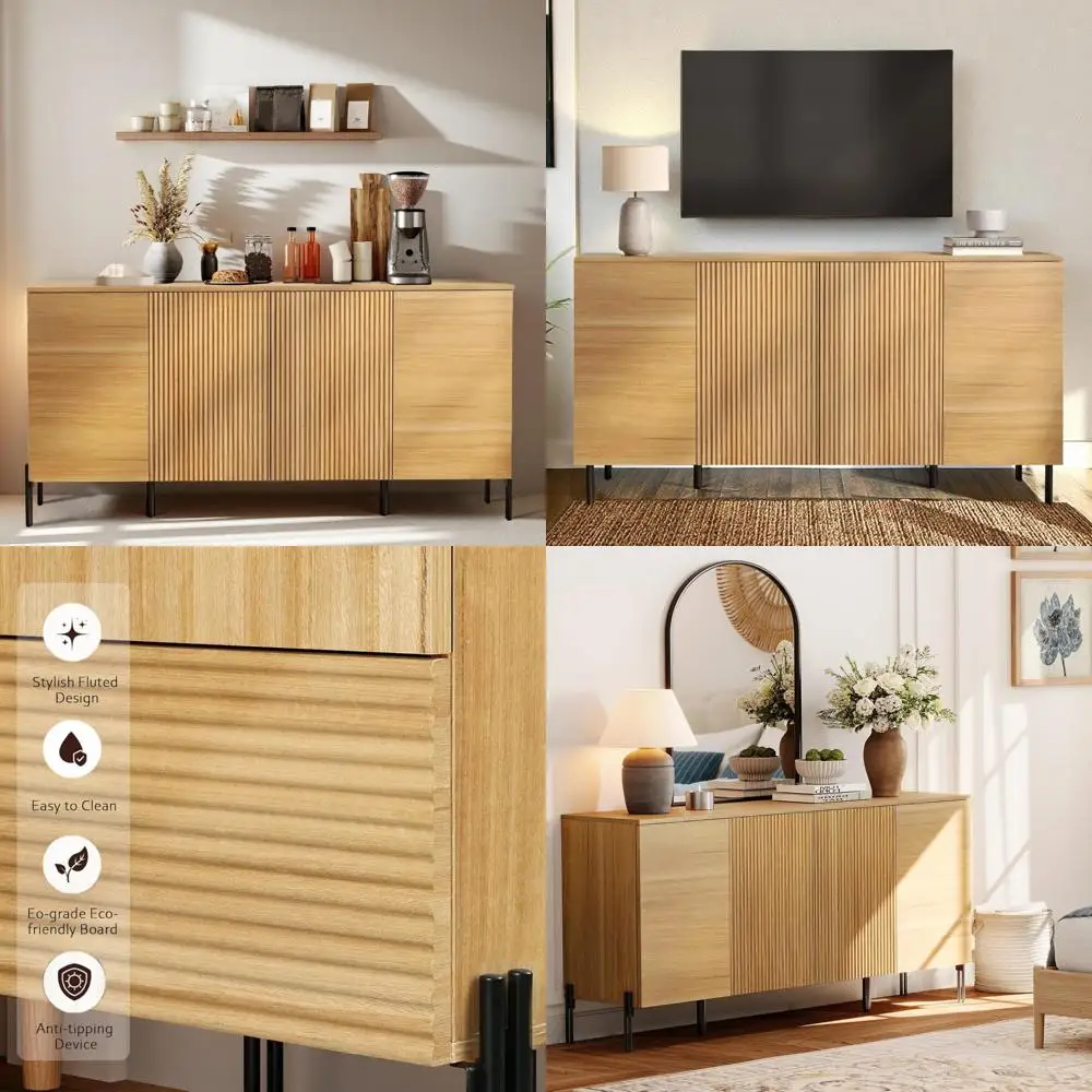 

Большой 51,5-дюймовый современный буфет с местом для хранения кофе, вина и бара