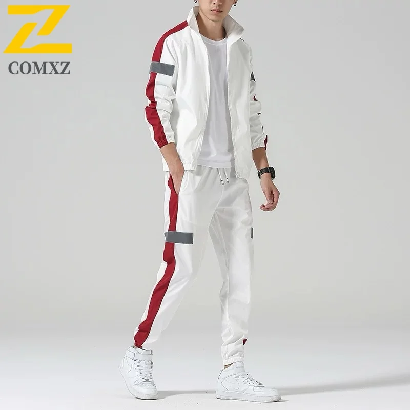 

Big Size Men's Set Spring Autumn Jogging Loose Breathable Cardigan Jacket Paired Casual Sports Harem Pants Running Fitness 2-pc