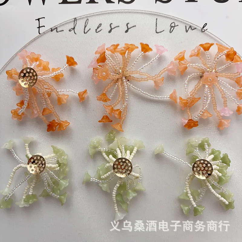 Sweet Youthful Lily of The Valley Beaded Shoe Clips for Clogs DIY Flower Cap Embellishment Handcrafted Beaded Buckle  Quality