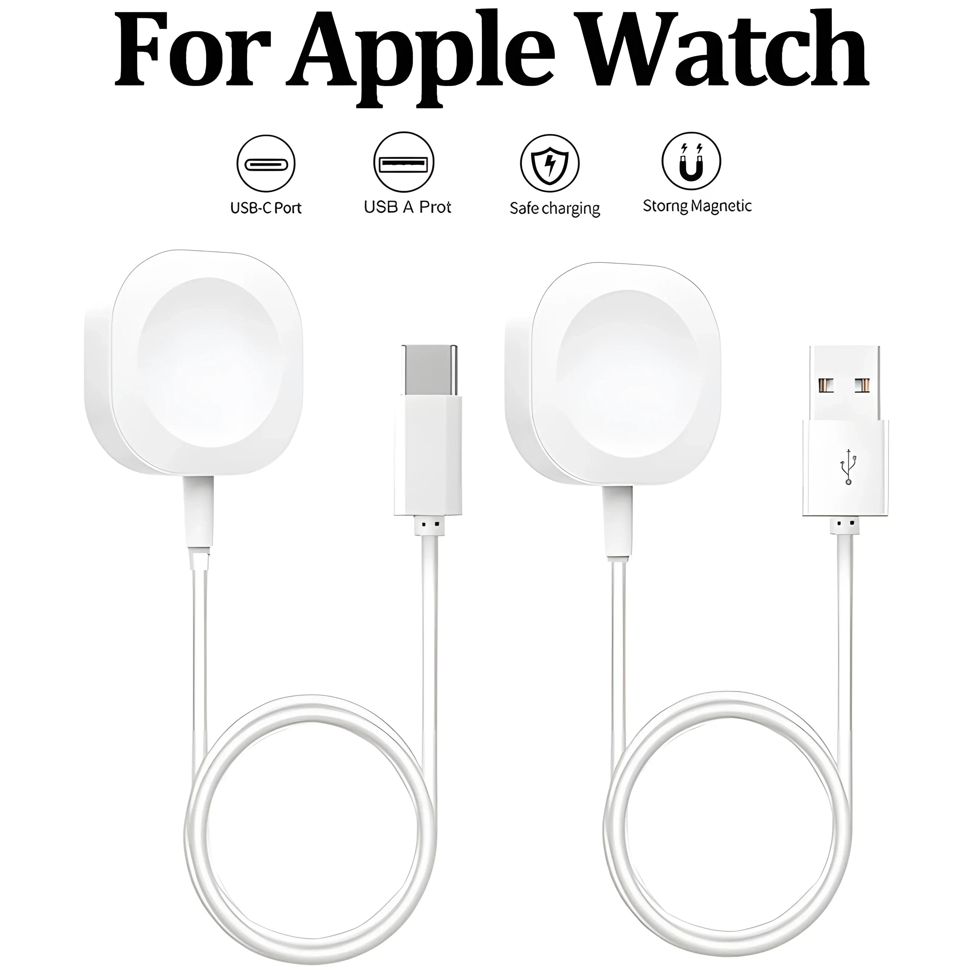 2026 Magnetic Wireless USB A Fast Charger for Apple Watch Ultra Series 9 8 7 6 SE Type C Cable Charging for iWatch Series 5 3 2