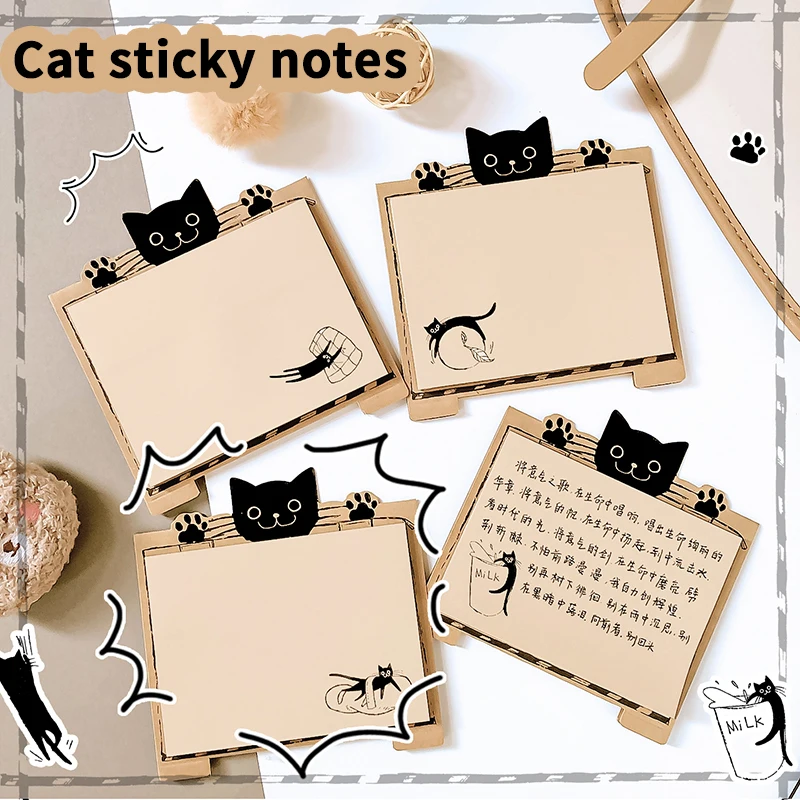 Kawaii Cat Note Sub, carnet de 40 pages par livre, notes de bureau pour étudiants, signets collants mignons, cadeau, fournitures culturelles