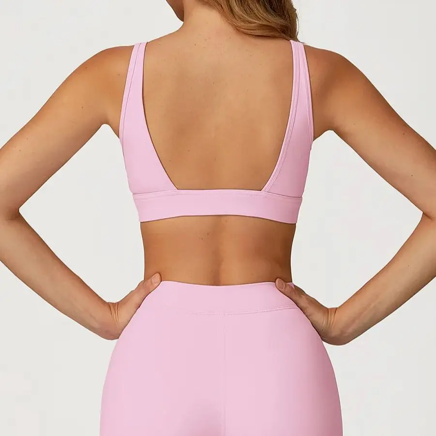 Top da palestra sexy Reggiseno sportivo da donna Reggiseno da yoga senza schienale da corsa Intimo sportivo traspirante Top da allenamento fitness da donna Abbigliamento sportivo da donna