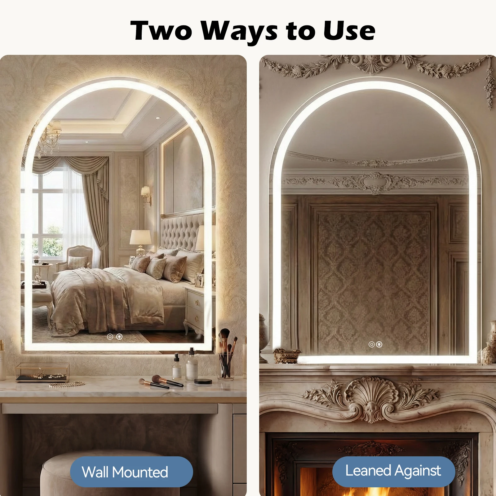 JHK Arched LED Bathroom Vanity Mirror for Wall Backlit Mirror with 3-Color Lights Memory Function Tempered Glass For Living Room image 6