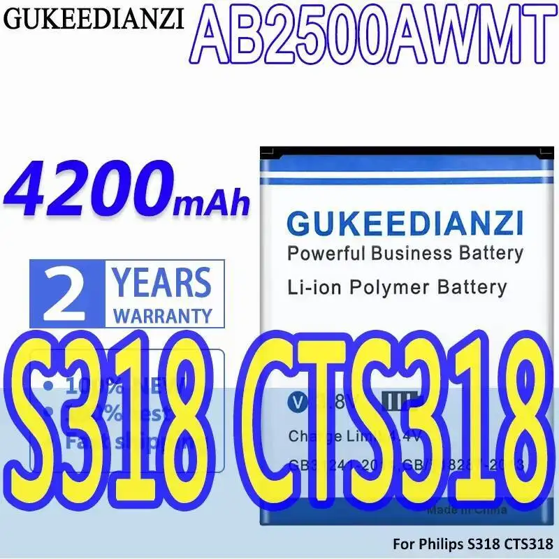 

4200 мАч AB2500AWMT долговечный аккумулятор для мобильного телефона Philips S318 CTS318