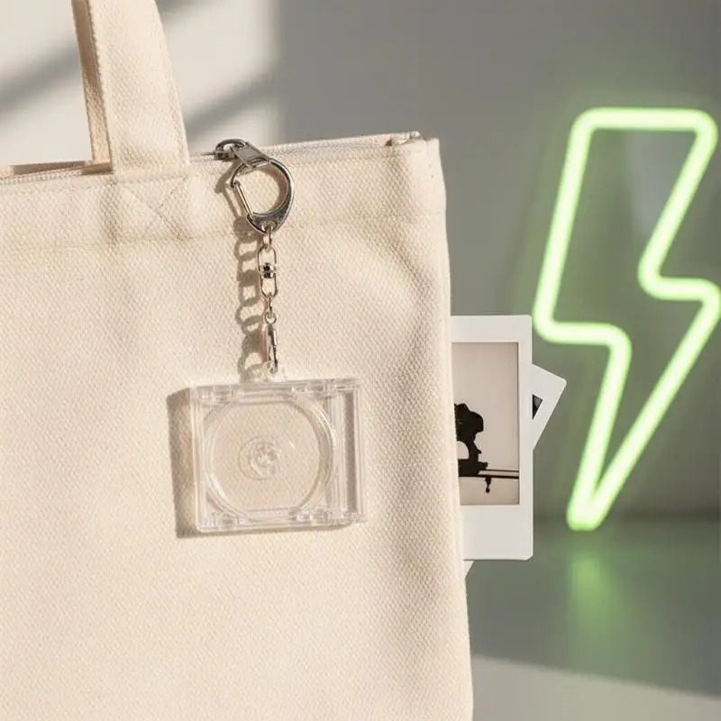 1 PCS Blank Album Mini CD Case Keychain Customizable DIY Pendant for Backpack Hanging Gift Idea