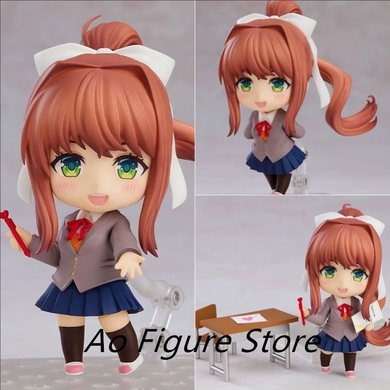 Doki Doki Literature Club Figure Monika 1817 Action Figures 10cm Q Version Cute Girl Toy Pvc Collection Doll Desk Christmas Gift