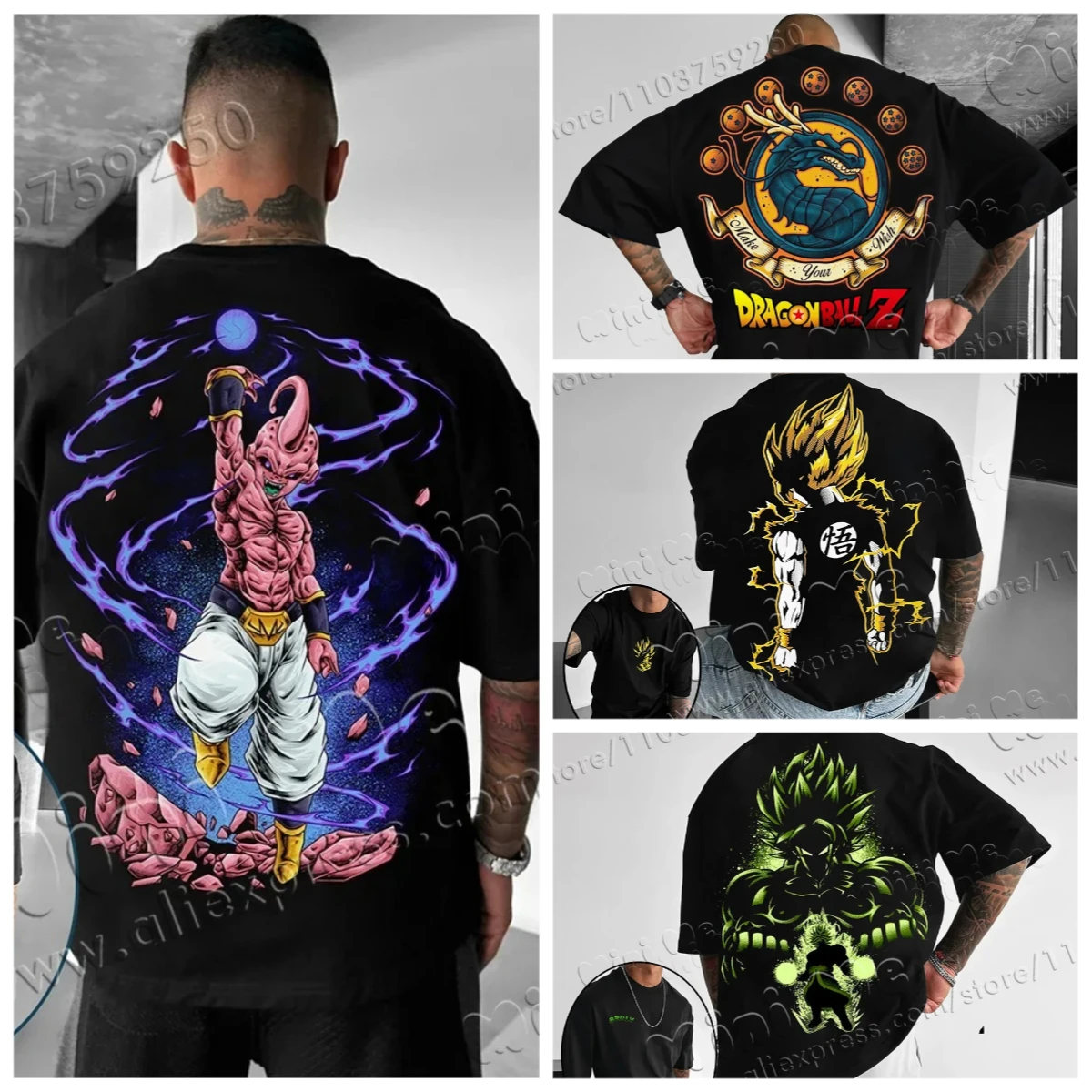 

Dragon Ball Goku Bubbles Bruce Fashion Pure Cotton Men's and Women's T-shirt High Street Cool Y2K Summer Anime Figure Cosplay