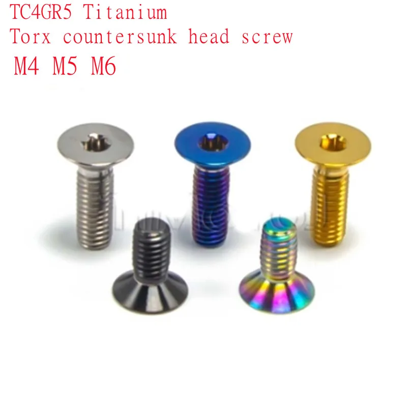 10pcs Titanium torx countersunk head screw M4 M5 M6*10/15/20/25/30/35/40 Six lobe Titanium head screw