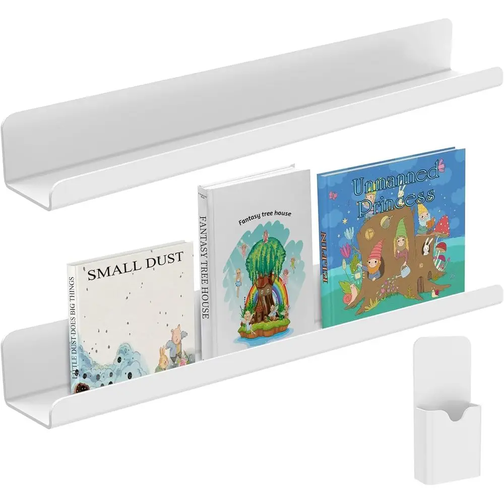2Pcs Magnetic Book Shel 17inch Acrylic Whiteboard Holder with Pen Container ridge loating Spice Rack Seasoning Bottles Organizer