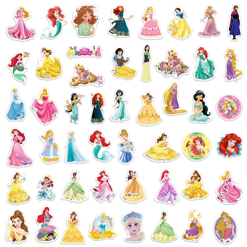 

10/30/50PCS Disney Princess Cute Cartoon Stickers Waterproof Decals Children's Toy Gift Fun Laptop Suitcase Graffiti Decals