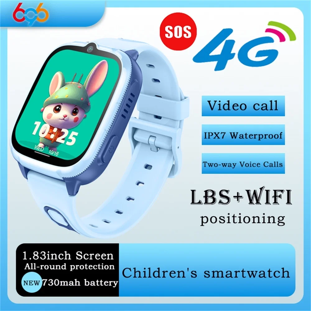 

Детские смарт-часы 696 с поддержкой 4G, видеозвонками, LBS, Wi-Fi позиционированием, голосовыми вызовами, водонепроницаемые, с калькулятором, для школьников