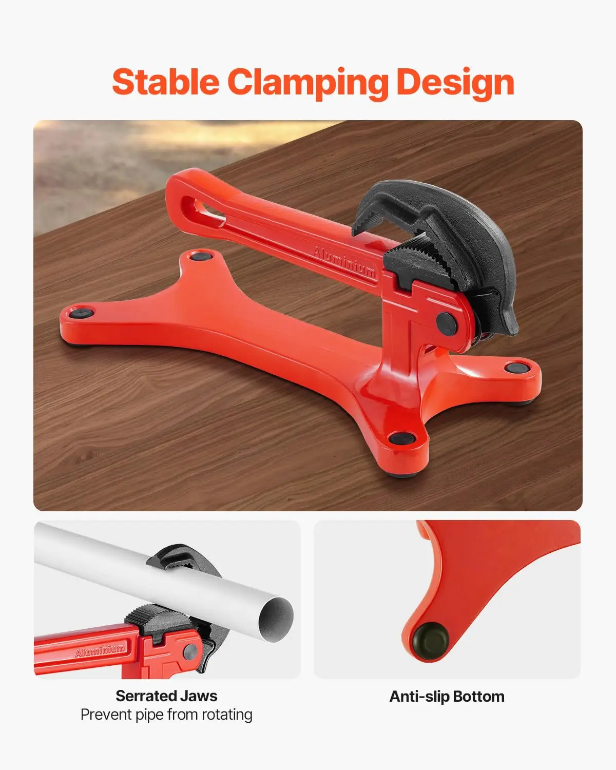 

Manuel Pipe Clamps Pipeline Support Solid Base Spring Loaded Jaw s Gear For Valve Maintenance High Altitude Multifunctional Tool