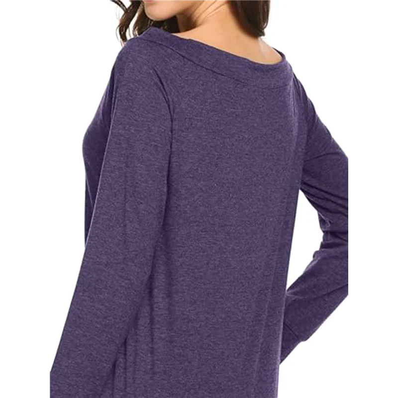 

AOAO-Women's Long Sleeve Boat Neck Off Shoulder Blouse Tops