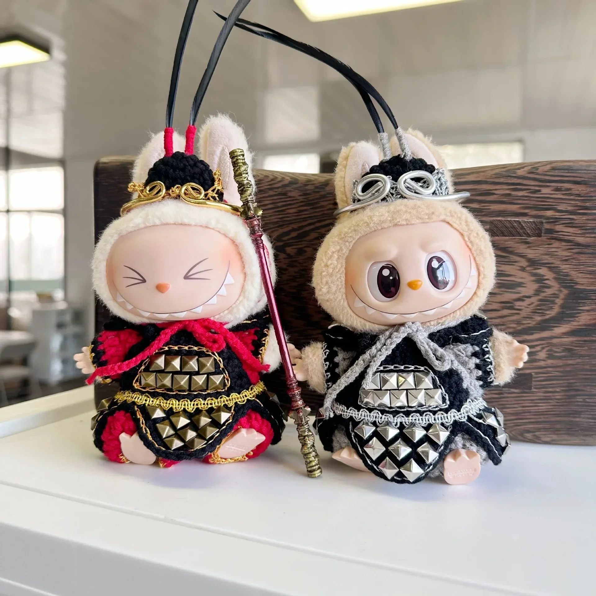 17cm Labubu V1/V2 Doll New Year Clothes Set Macaron Monkey King WuKong Chinese Style Outfit Clothes Set for Ropa Labubu