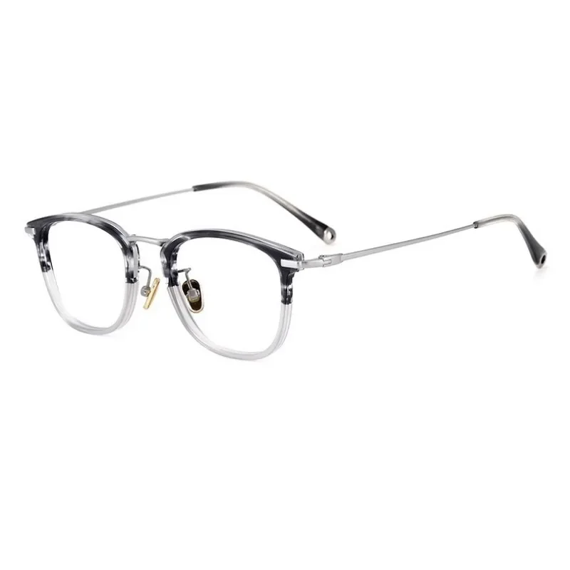 

Japanese handmade square frame myopia glasses frame, male and female tortoiseshell color nose pad frames, designer flat
