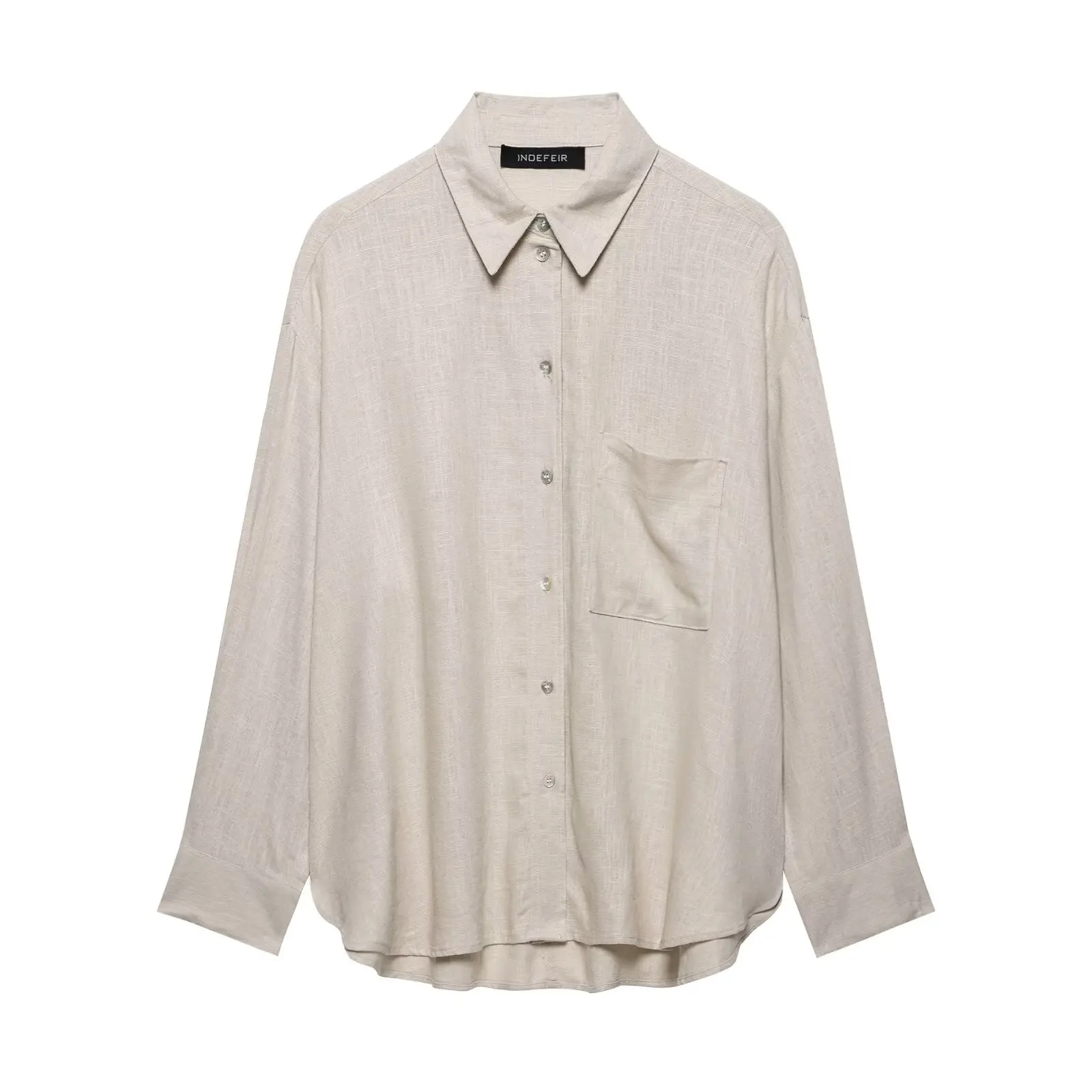 Willshela, camisa holgada de lino a la moda para mujer, cuello de solapa, manga larga, blusa informal elegante para mujer