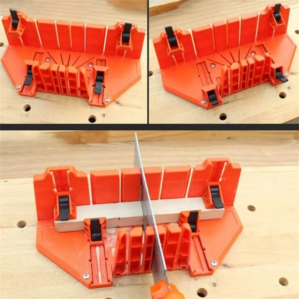 

Portable 12/14 inch Saw Clamping Box 45 90 Degree Hand Clamping Miter Saw Box Durable Universal Sawing Guide Slot Woodworking