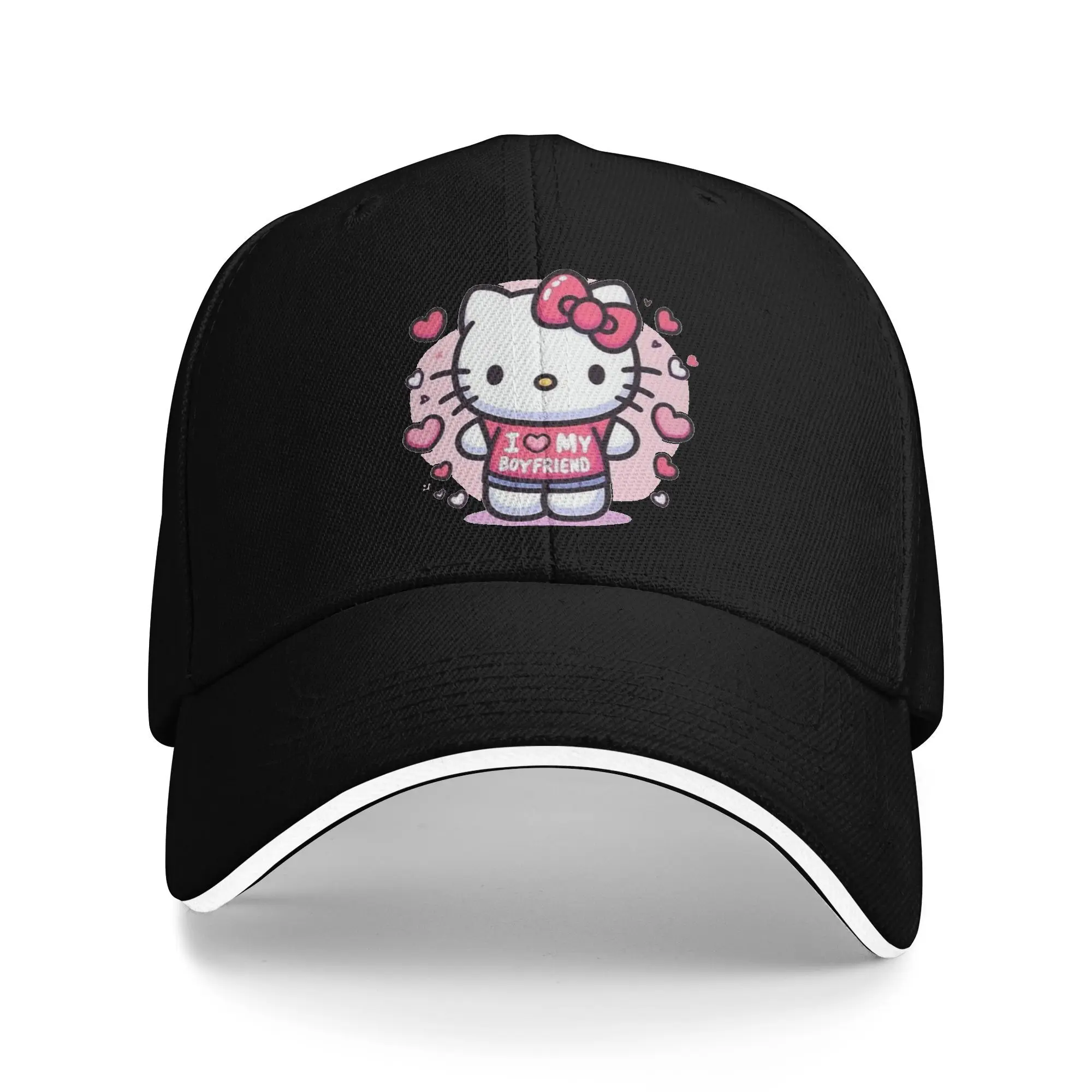 

I Love My Boyfriend Hello Kitty Sun Baseball Cap Summer Design Print Hip Hop Hats For Unisex Men Outdoor Sport Baseball Caps