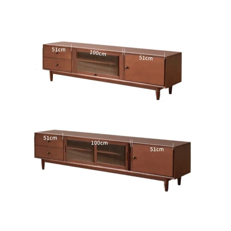

Solid wood TV cabinet for storage, integrated living room coffee table combination, medieval furniture floor-to-ceiling