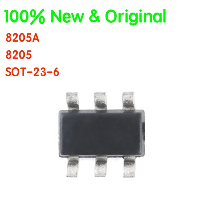 10PCS/LOT 8205A 8205 SOT-23-6 20V/5A Dual N-channel MOS Chip 100% New & Original